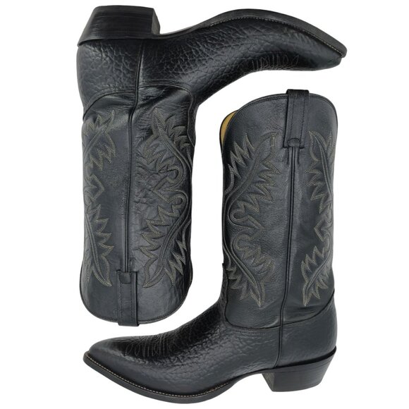 Nocona Boots Men's 14AAA Narrow Bullhide Black Leather Cowboy Western Boots - Picture 9 of 14